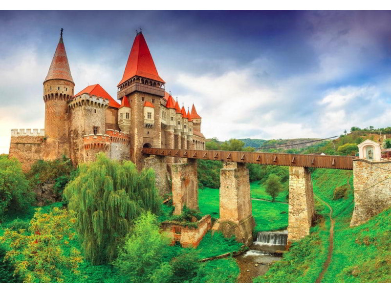 Corvin Castle with Bridge & Cascades - Classic Wall Mural for Modern Interiors