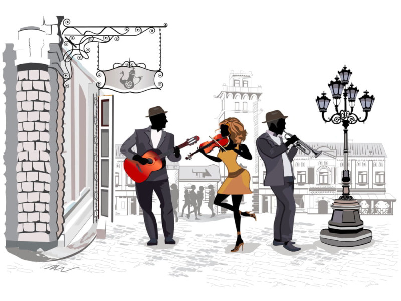 Street Musicians - Classic Wall Mural for Modern Interiors