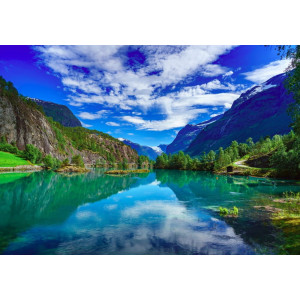 Norwegian Mountains & Lake - Classic Wall Mural for Modern Interiors | Wall4Soul
