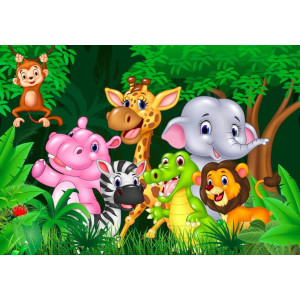 Cute Animals in African Jungle - Classic Wall Mural for Modern Interiors | Wall4Soul