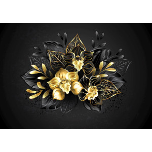 Black & Gold Jewelry Orchids - Classic Wall Mural for Modern Interiors Black & Gold Jewelry Orchids - Classic Wall Mural for Modern Interiors | Wall4Soul