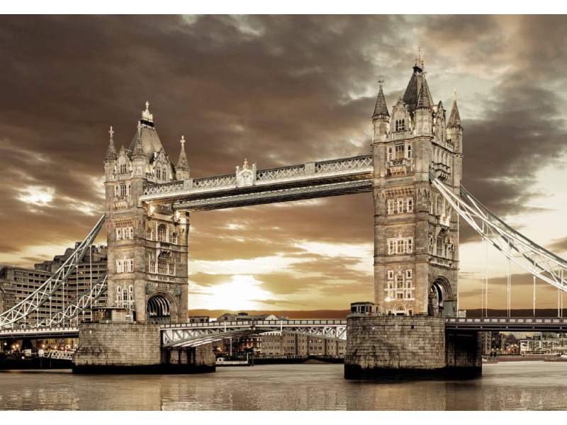 Tower Bridge in Sepia Style - Classic Wall Mural for Modern Interiors