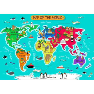 Animals of the World Map - Classic Wall Mural for Modern Interiors | Wall4Soul