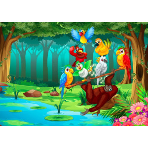 Wild Animals in Forest - Classic Wall Mural for Modern Interiors | Wall4Soul