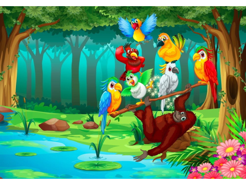 Wild Animals in Forest - Classic Wall Mural for Modern Interiors