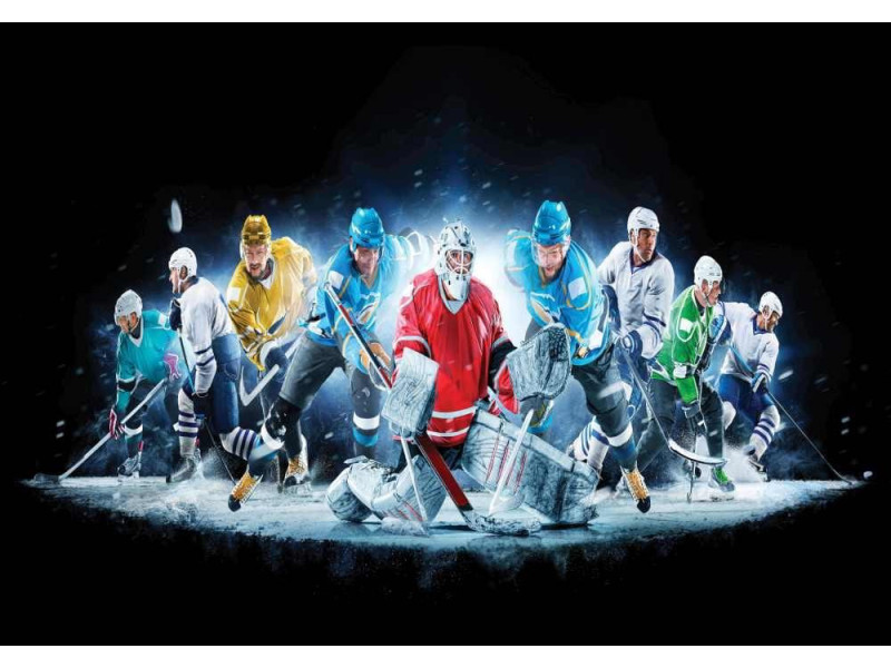 Hockey on Ice Collage - Classic Wall Mural for Modern Interiors